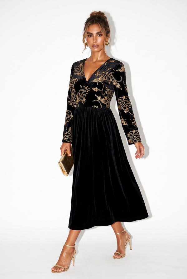 Marc Angelo VELVET Midi Dress MA81188 black