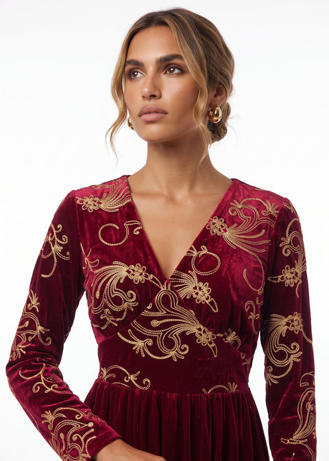 Marc Angelo VELVET Midi Dress MA81188 red