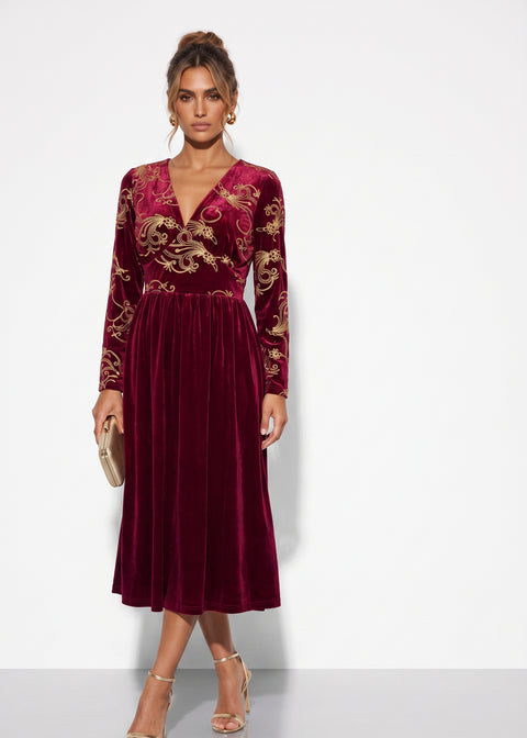 Marc Angelo VELVET Midi Dress MA81188 red