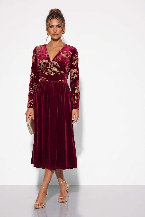 Marc Angelo VELVET Midi Dress MA81188 red
