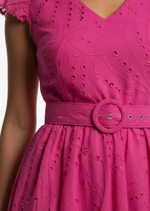 MA811984 PNK  Embroidered Midi Dress - Marc Angelo