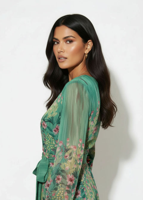 MA81201-D283 GRN MIDI DRESS