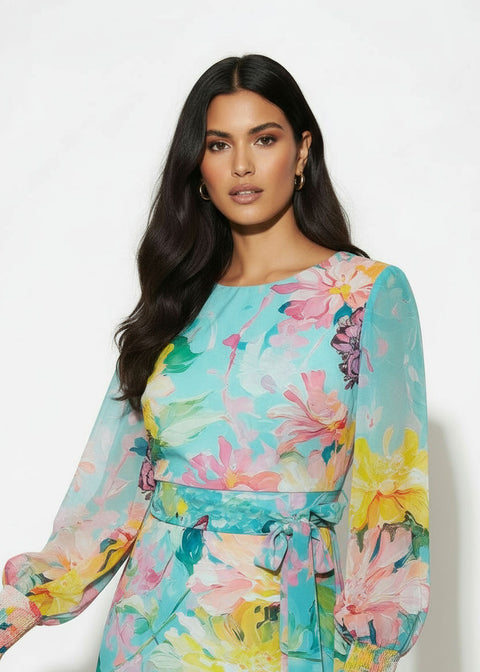MA81201-D348 BLU MIDI DRESS