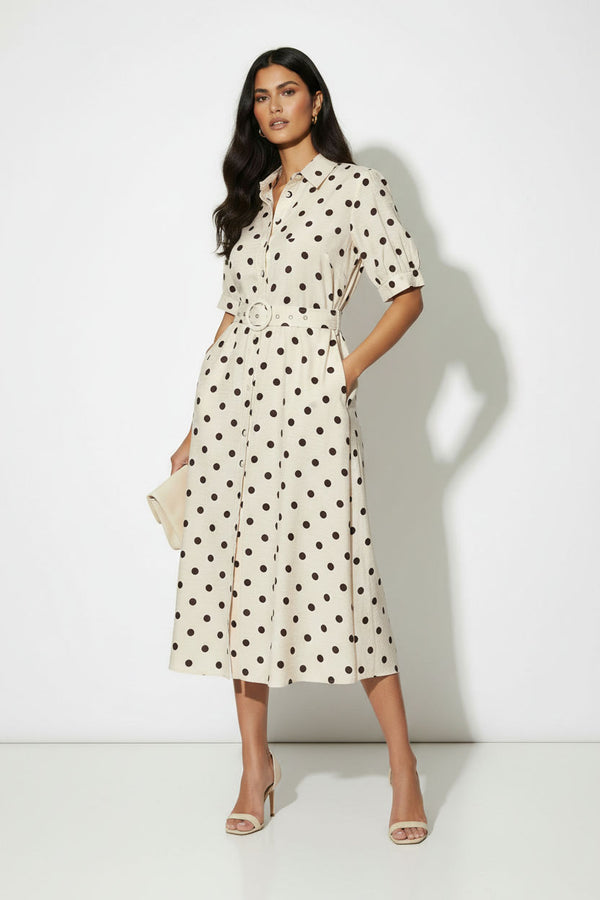 MA81209-D428CRM POLKA DOT MIDI DRESS