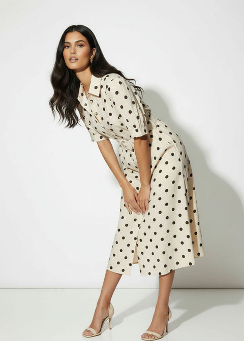 MA81209-D428CRM POLKA DOT MIDI DRESS
