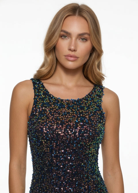 MA8130 Sequin Tank Top in Black