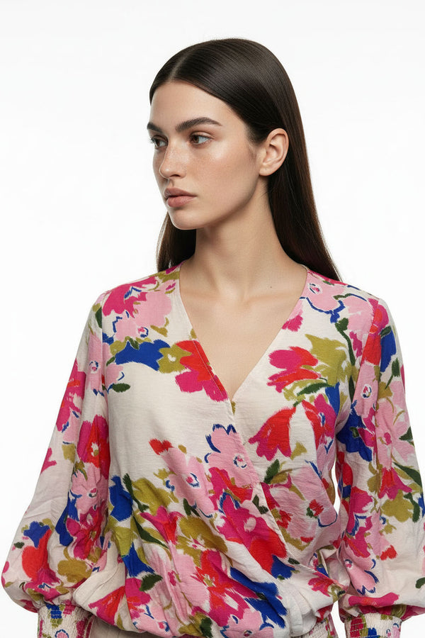 ma821606-t403 pnk elastic hem top - Marc Angelo