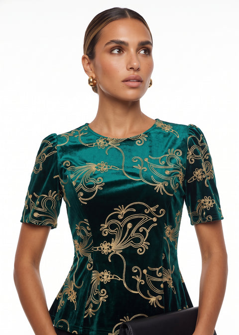 Marc Angelo velvet top MA82265 green