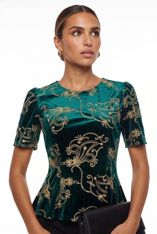 Marc Angelo velvet top MA82265 green