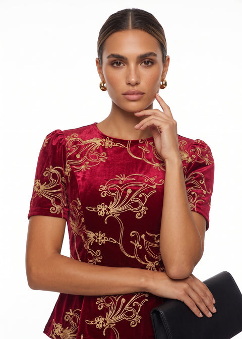 Marc Angelo velvet top MA82265 red