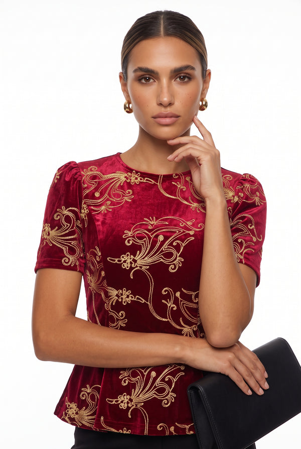 Marc Angelo velvet top MA82265 red