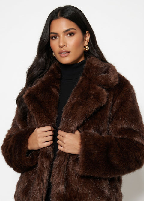 MARCANGELO FUR COAT MA85535 DARK BROWN