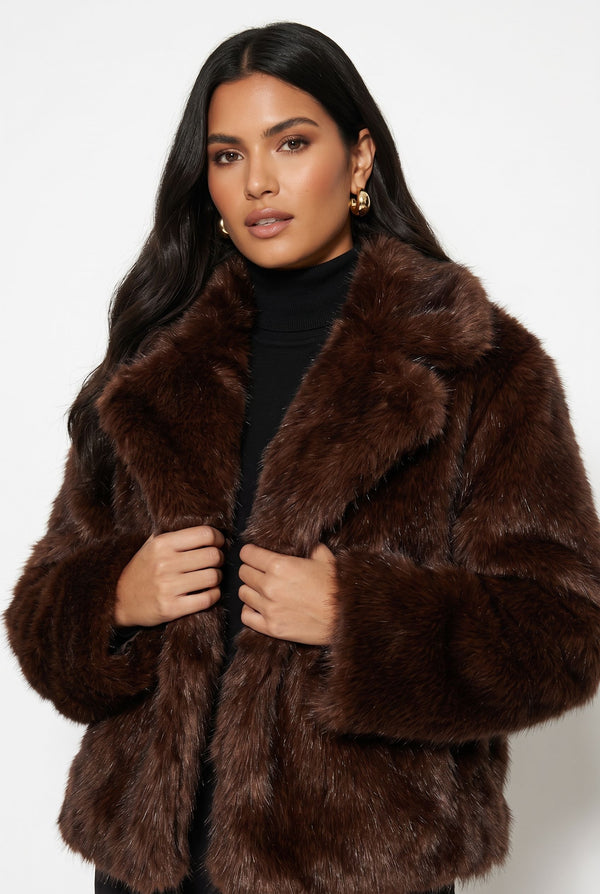 MARCANGELO FUR COAT MA85535 DARK BROWN