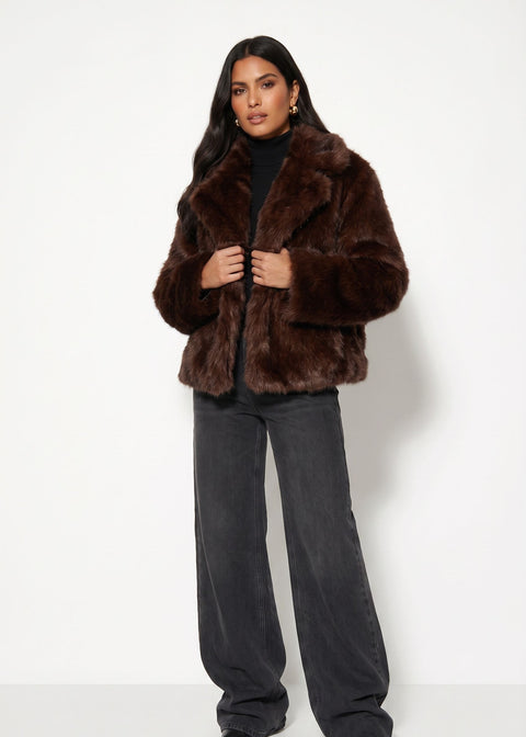 MARCANGELO FUR COAT MA85535 DARK BROWN