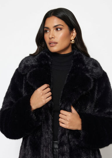 MARCANGELO FUR COAT MA85536 BLACK - Marc Angelo