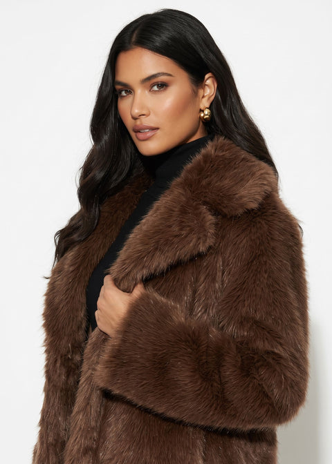 MARCANGELO FUR COAT MA85536 BROWN - Marc Angelo