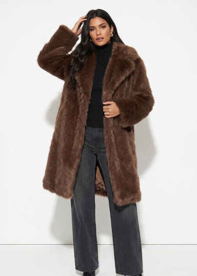 MARCANGELO FUR COAT MA85536 BROWN - Marc Angelo