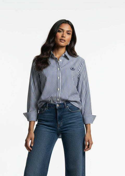 MarcAngelo Striped Luxe Button-Down MA42303 NAVY - Marc Angelo
