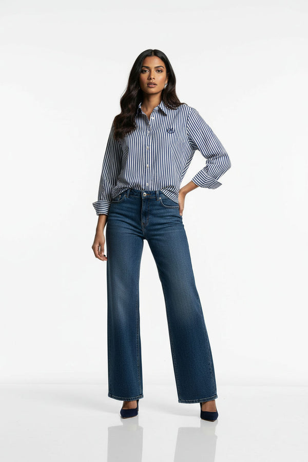 MarcAngelo Striped Luxe Button-Down MA42303 NAVY - Marc Angelo