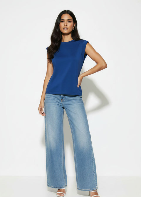 Structured Shoulder Sleeveless Top PD1760 ROYAL BLUE - Marc Angelo