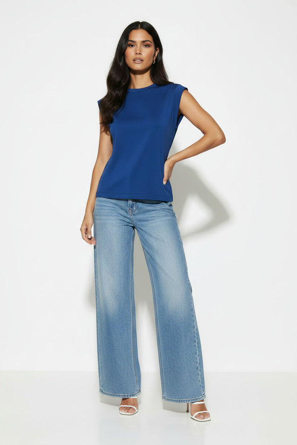 Structured Shoulder Sleeveless Top PD1760 ROYAL BLUE - Marc Angelo