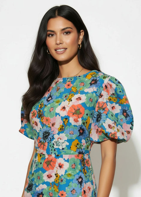 PD810968 PUFF SLEEVE MINI DRESS
