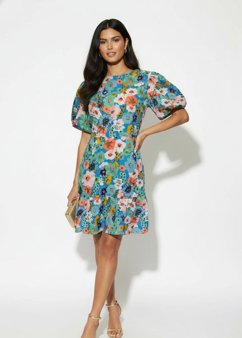 PD810968 PUFF SLEEVE MINI DRESS