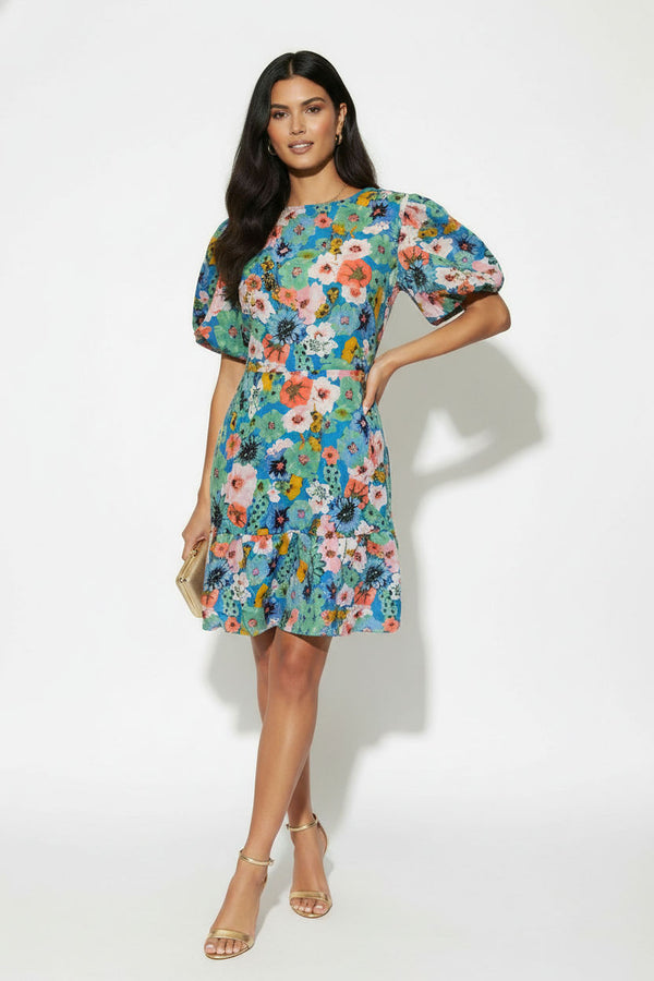 PD810968 PUFF SLEEVE MINI DRESS