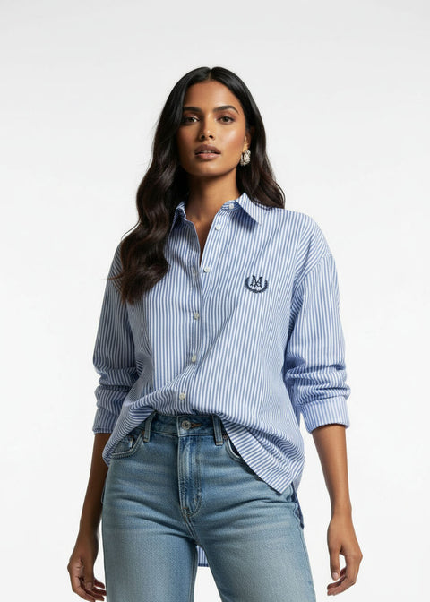 MarcAngelo Striped Luxe Button-Down MA42303 BLUE - Marc Angelo
