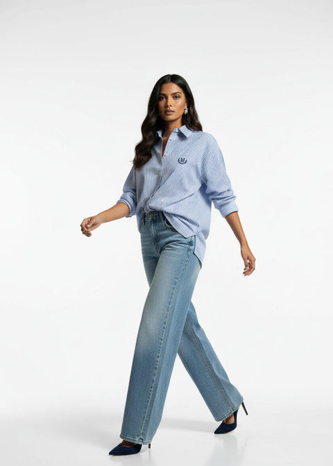 MarcAngelo Striped Luxe Button-Down MA42303 BLUE - Marc Angelo