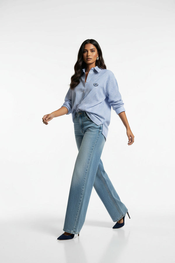 MarcAngelo Striped Luxe Button-Down MA42303 BLUE - Marc Angelo