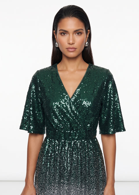 Marc Angelo Sequin Midi Dress MA51338 Emerald