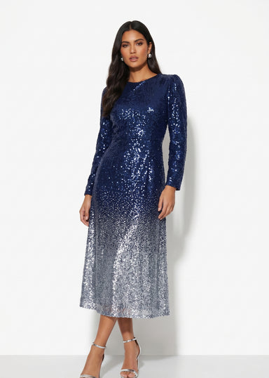 Marc Angelo Sequin Midi Dress MA51339 BLUE - Marc Angelo