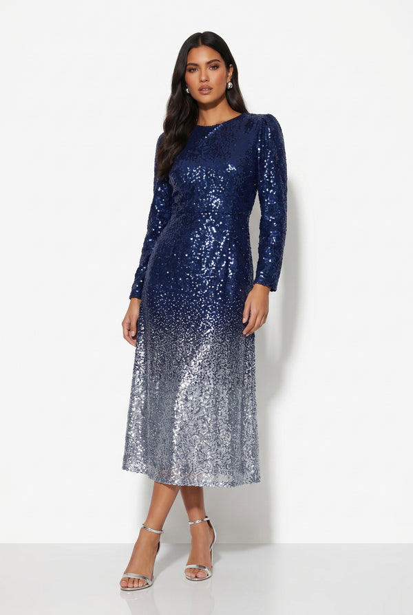 Marc Angelo Sequin Midi Dress MA51339 BLUE