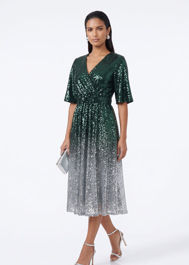Marc Angelo Sequin Midi Dress MA51338 Emerald