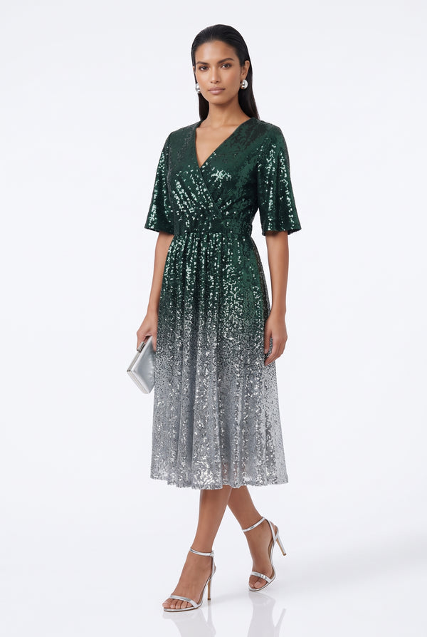 Marc Angelo Sequin Midi Dress MA51338 Emerald
