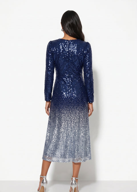 Marc Angelo Sequin Midi Dress MA51339 BLUE