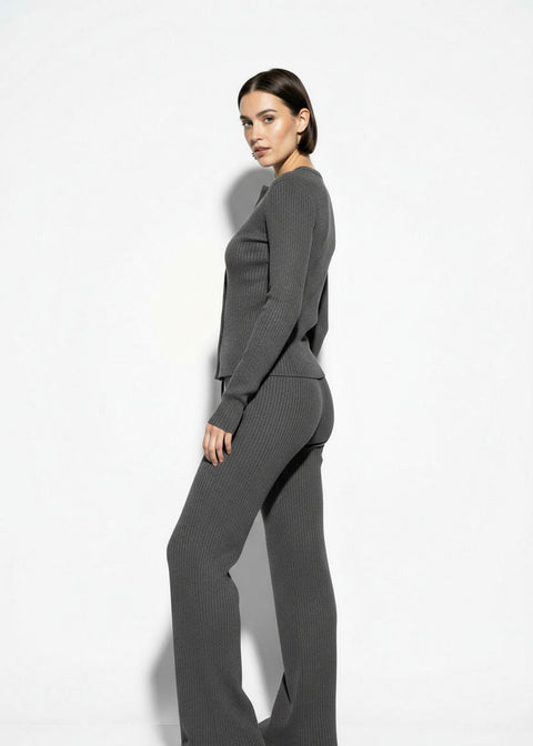 The Linear Rib Lounge Set in Slate Grey - Marc Angelo