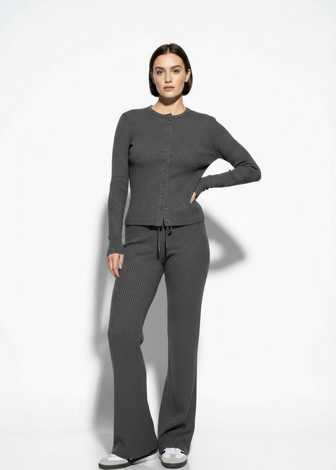 The Linear Rib Lounge Set in Slate Grey - Marc Angelo