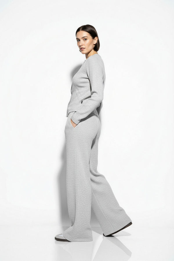 The Linear Rib Lounge Set in Light Grey - Marc Angelo