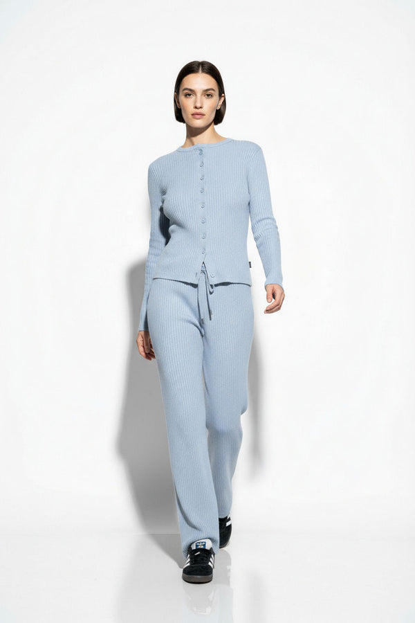 The Linear Rib Lounge Set in Light Blue - Marc Angelo