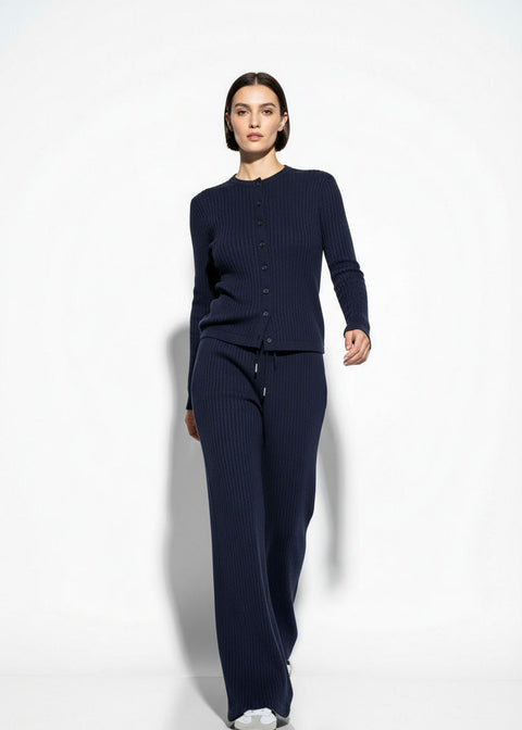 The Linear Rib Lounge Set in Navy - Marc Angelo