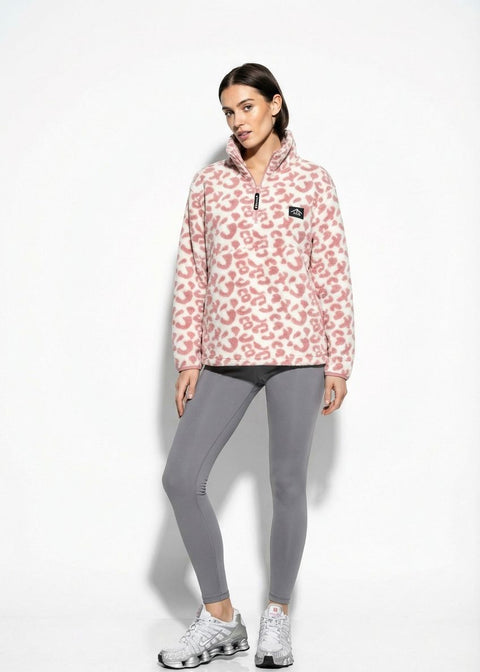 The Trek fleece in baby pink leopard - Marc Angelo
