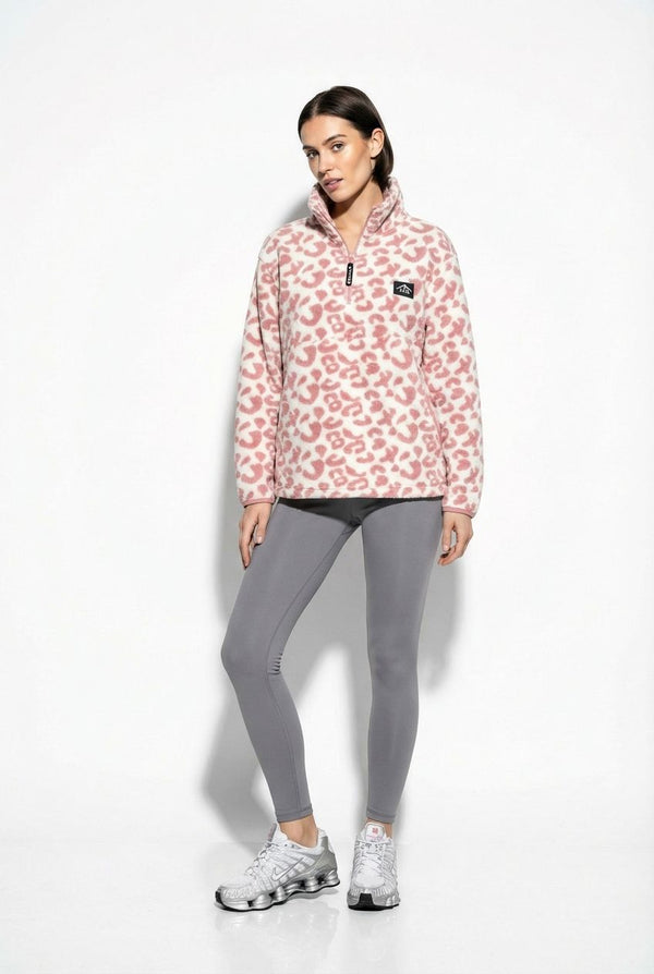 The Trek fleece in baby pink leopard - Marc Angelo