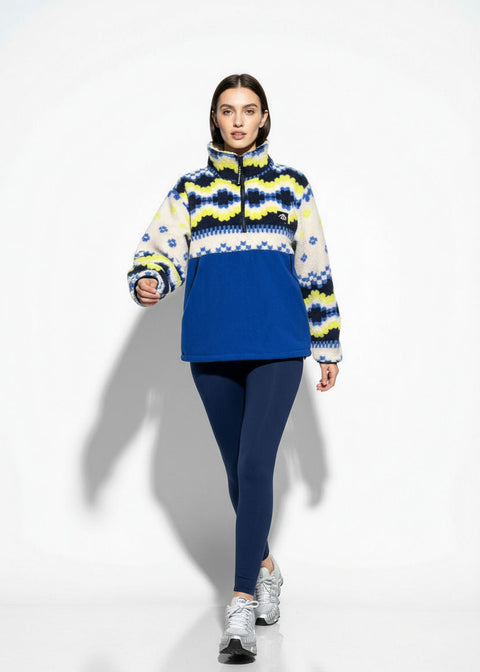 The Trek fleece in Neon Geo/ blue - Marc Angelo