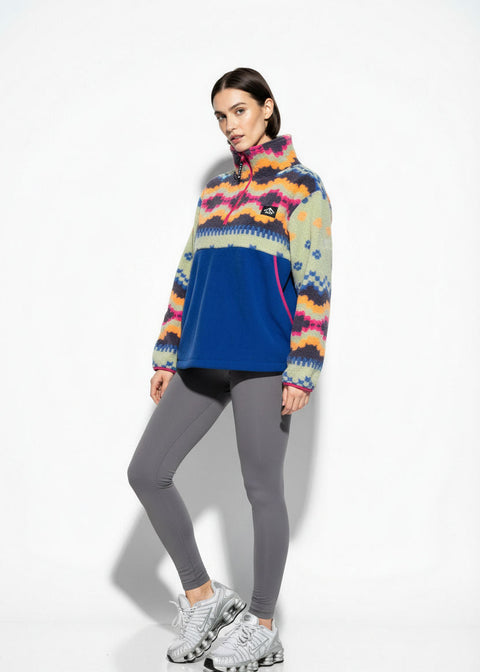 The Trek fleece in Mint/Blue Nordic Contrast Blue - Marc Angelo