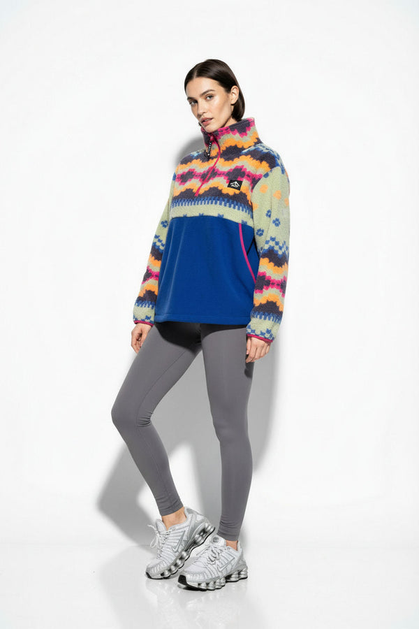 The Trek fleece in Mint/Blue Nordic Contrast Blue - Marc Angelo
