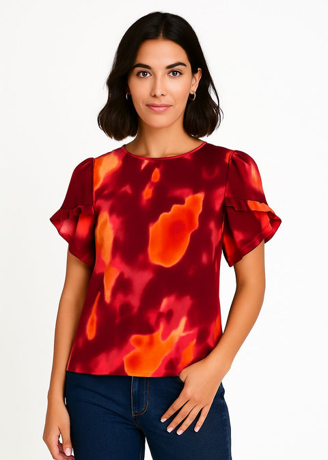 MA82283 Frill Sleeve Top T332PNK