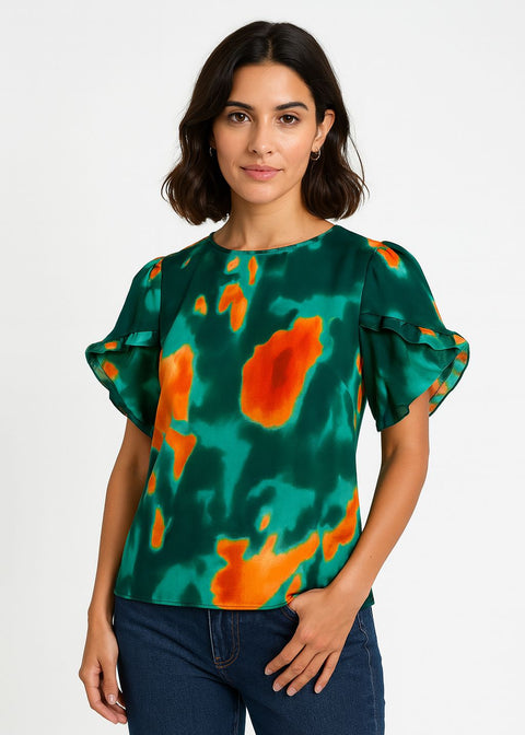 MA82283 Frill Sleeve Top T332TQ
