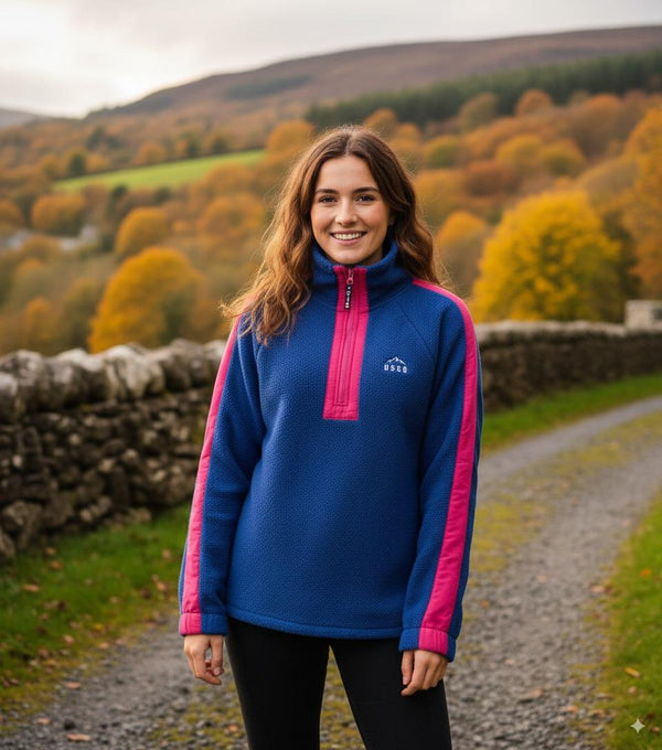 Horizon Fleece in Royal Blue/Pink Contrast